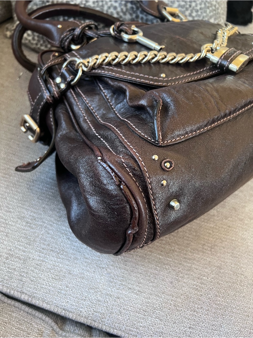 Chloe Paddington Dark Brown Leather Handbag with Gold Accents - Picture 14 of 14
